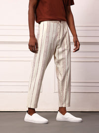 Mr Bowerbird Men Striped Pure Cotton Regular Trousers