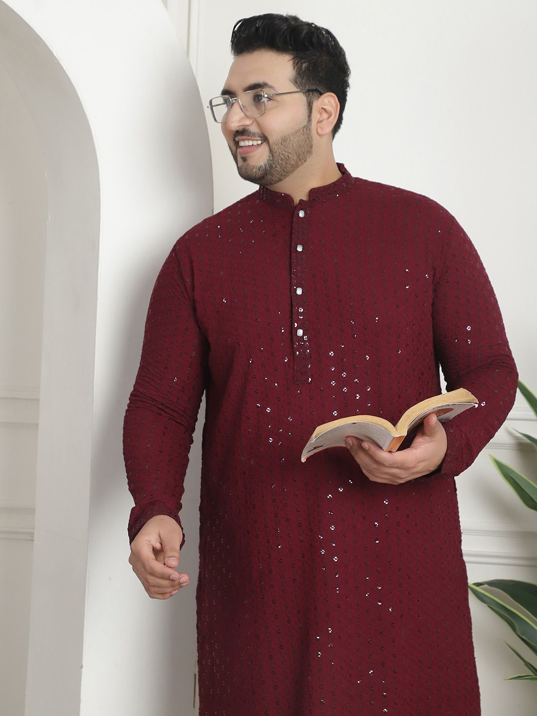 SOJANYA PLUS Sequinned Pure Cotton Kurta