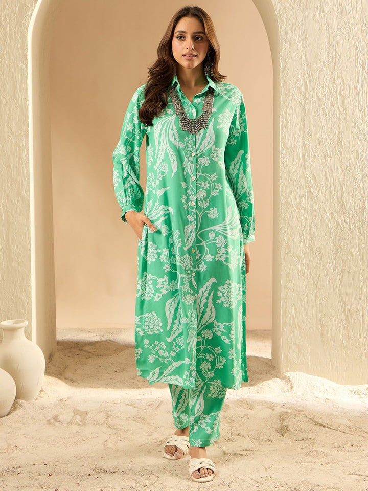 Indo Era Women Floral Printed Regular Kurta with Trousers