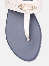 DressBerry Women Textured T-Strap Flats with Embellished Detail