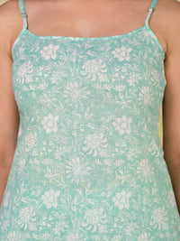 Vishudh Blue Floral Printed Regular Pure Cotton Kurta with Trousers & With Dupatta
