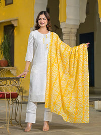 KALINI Women Floral Embroidered Regular Gotta Patti Kurta with Trousers & With Dupatta