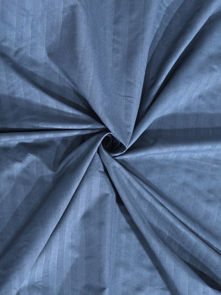 KLOTTHE Blue Striped Cotton 300 TC King Fine Bedsheet with 2 Pillow Covers-98 x 87 inches