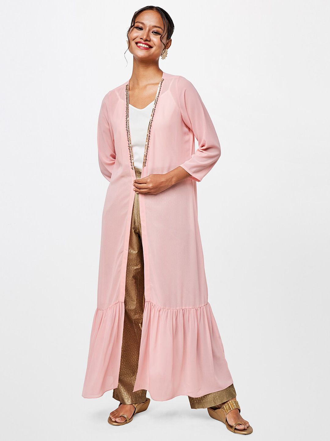 Global Desi Women Open Front Longline Shrug