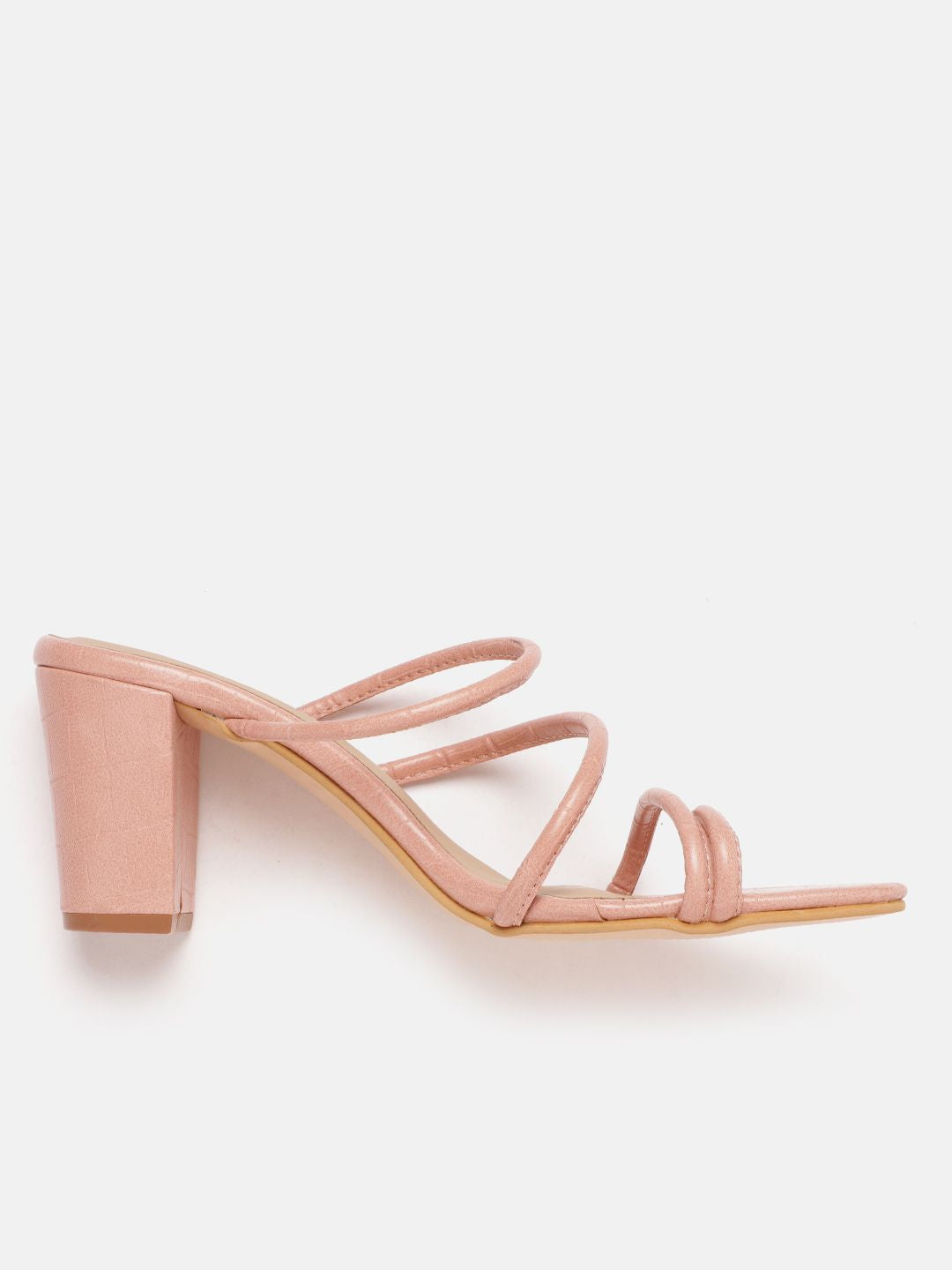 DressBerry Women Croc Textured Block Heels