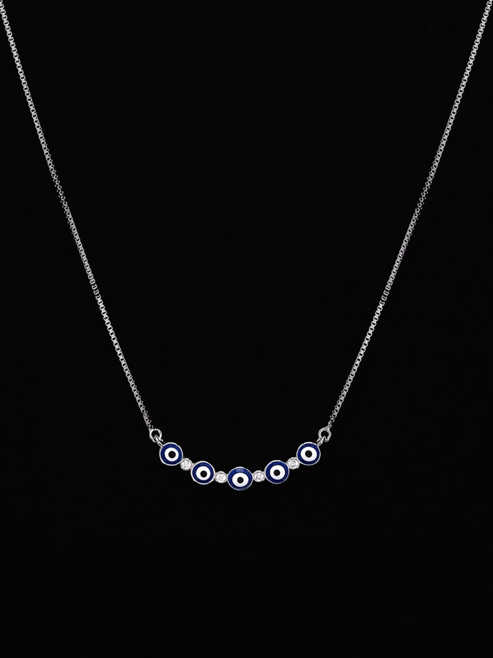 PRIONI 925 Sterling Silver Bersalut Rhodium CZ-Tatah Kalung Mata Jahat