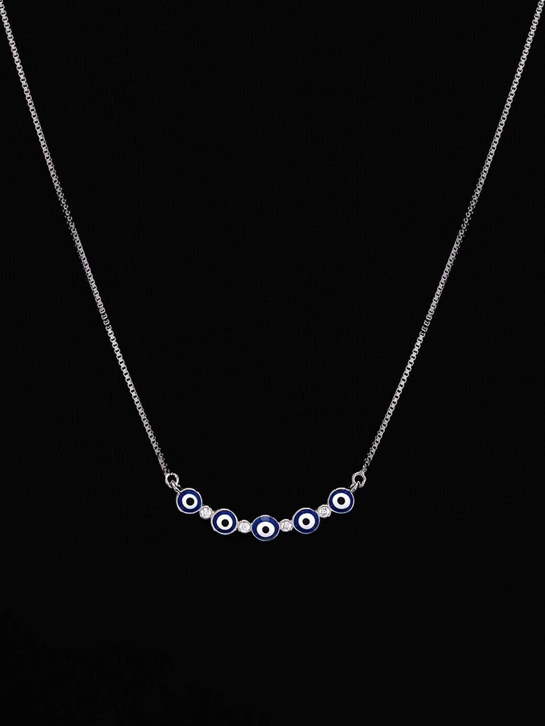 PRIONI 925 Sterling Silver Bersalut Rhodium CZ-Tatah Kalung Mata Jahat