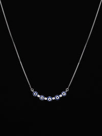 PRIONI 925 Sterling Silver Bersalut Rhodium CZ-Tatah Kalung Mata Jahat