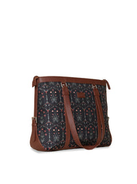 ZOUK Women Ethnic Motifs Printed Laptop Structured Hobo Bag