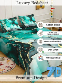 Moda Rapido X KLOTTHE Hijau & Biru Turquoise 400 TC Cadar Katil King dengan 2 Sarung Bantal