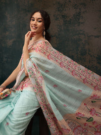 Floral Chanderi Saree With Tassels