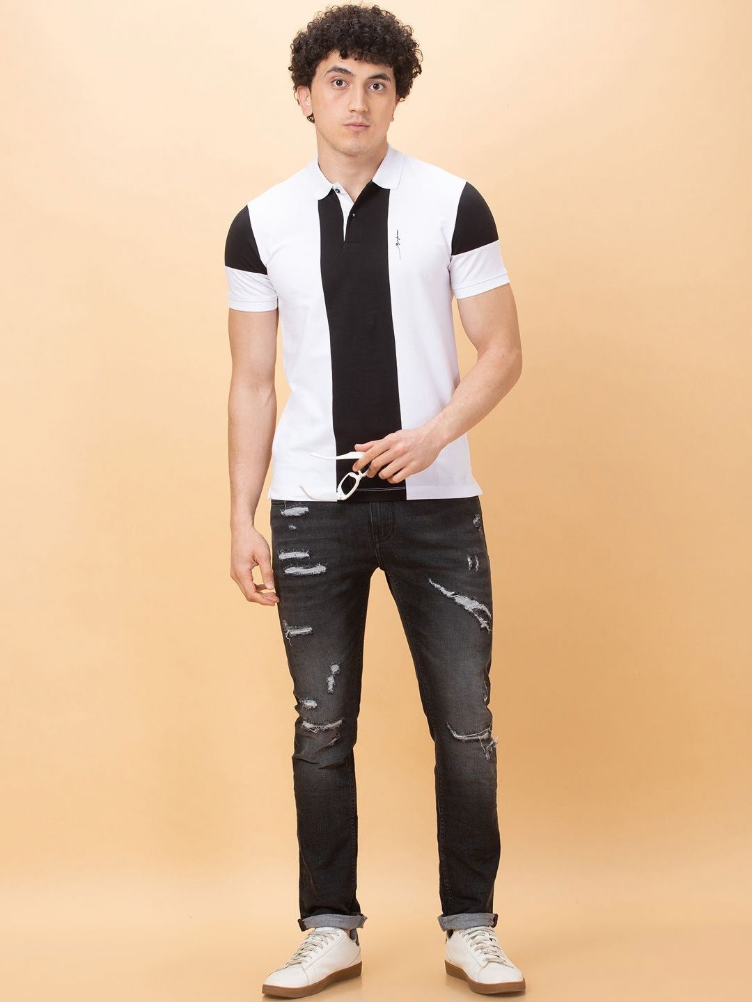 Being Human Men Colourblocked Polo Collar T-shirt