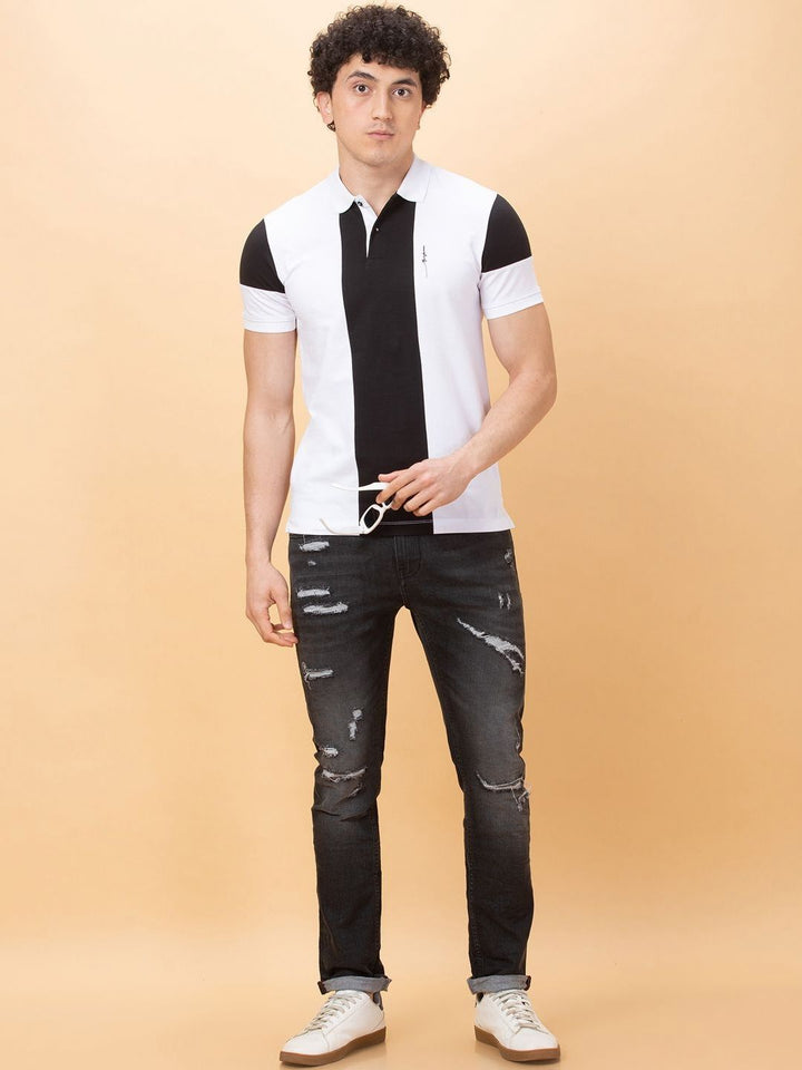 Being Human Men Colourblocked Polo Collar T-shirt