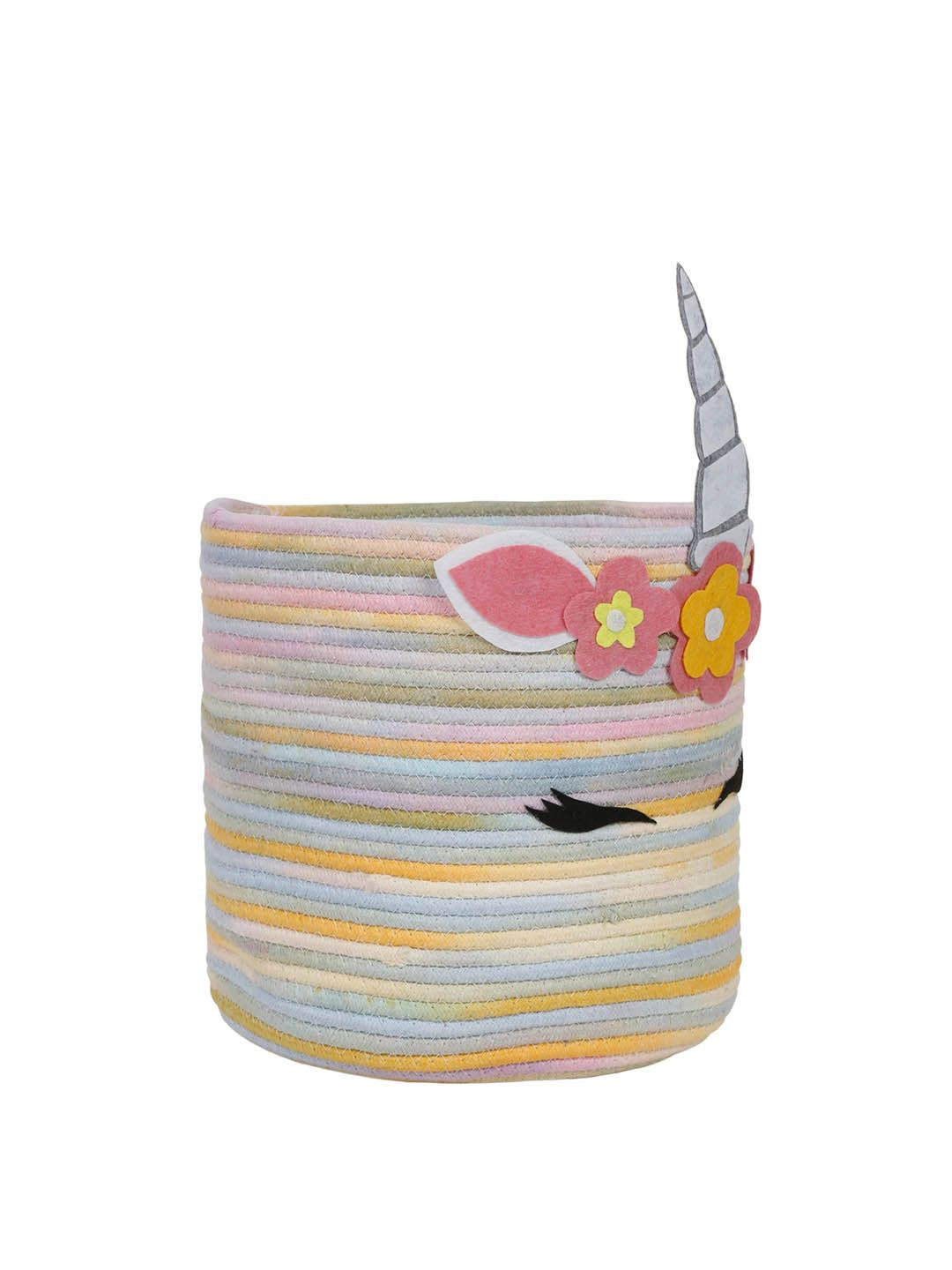 Hostta Home Kids Pink & Blue Cartoon Face Pure Cotton Laundry Bag