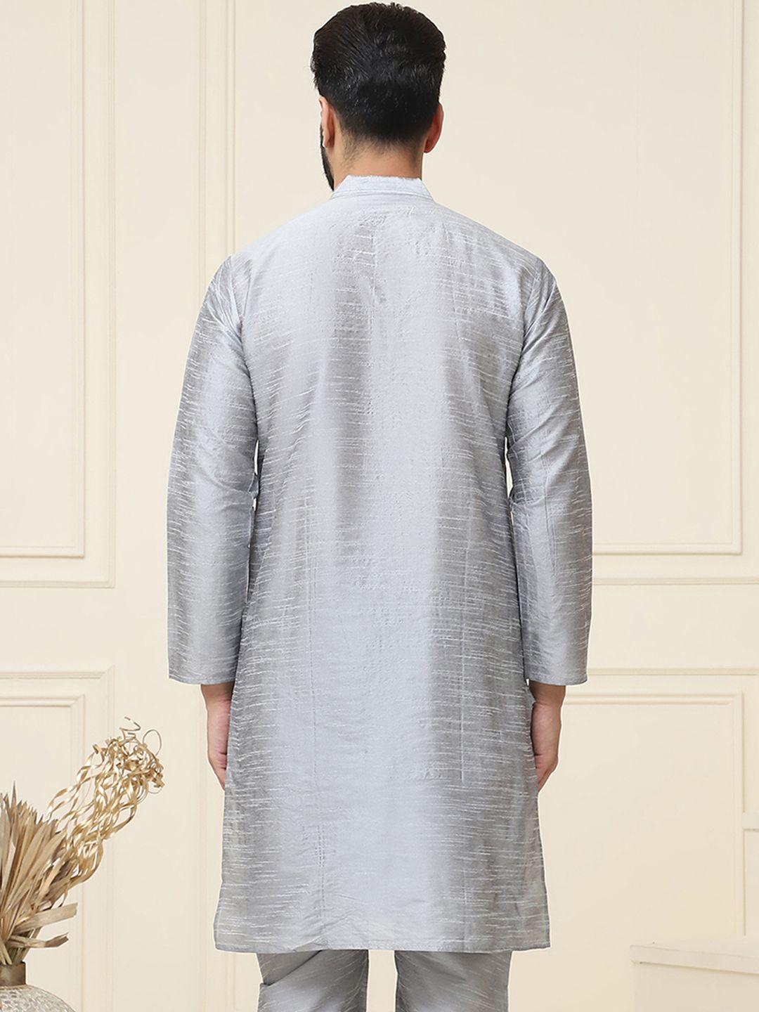 SOJANYA Lelaki Grey Solid Kurta Lurus