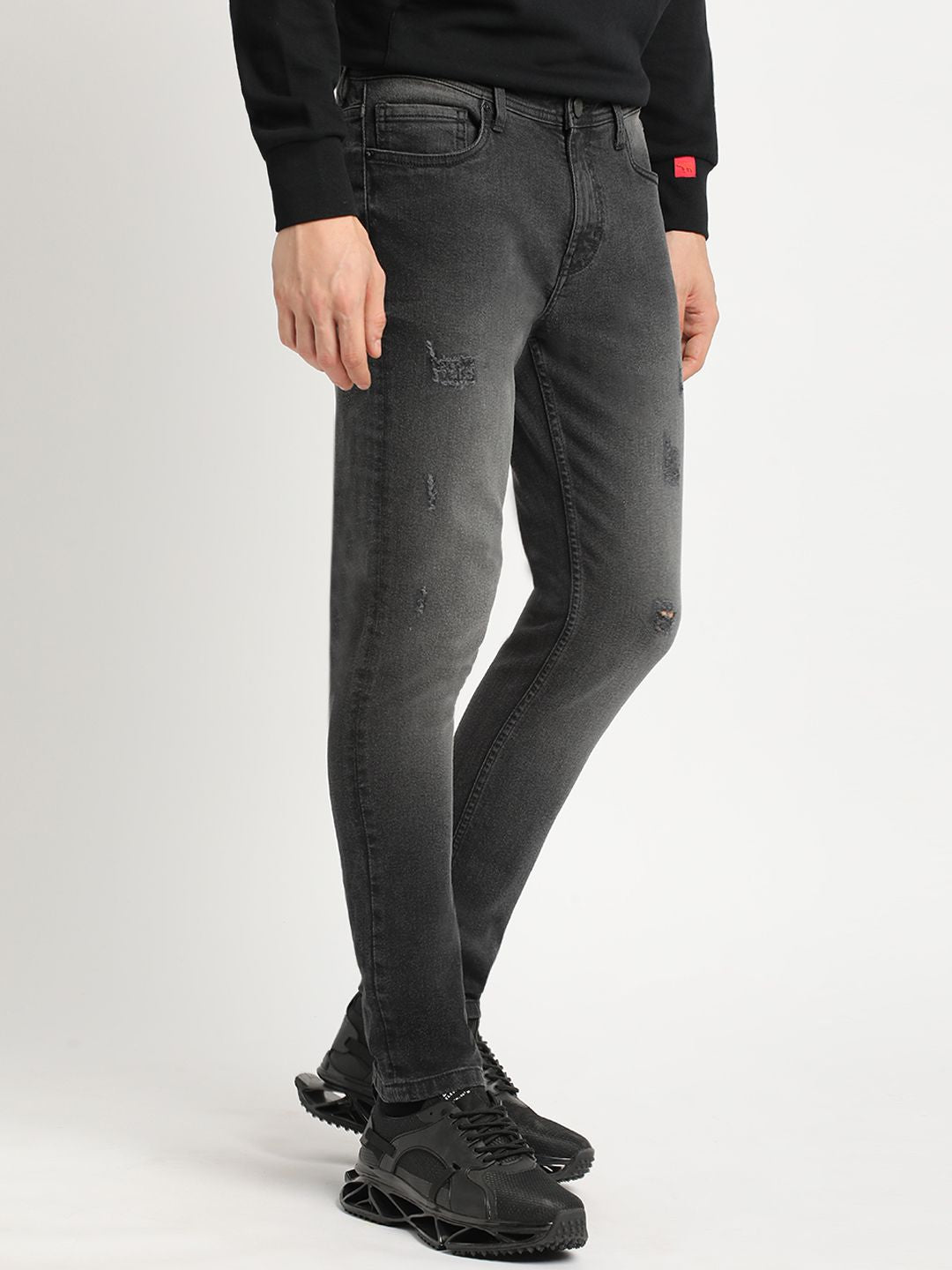 THE BEAR HOUSE Men Skinny Fit Mildly Distressed Heavy Fade Stretchable Jeans