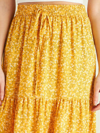 Berrylush Floral Printed Layered A-Line Maxi Skirt