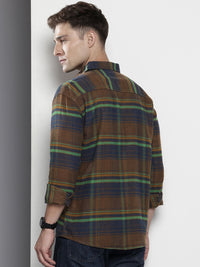 The Indian Garage Co Men Regular Fit Checkered Double Flap Casual Shirt