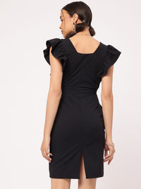 DressBerry Urban Elegance Ruffled Sheath Mini Dress With Slit