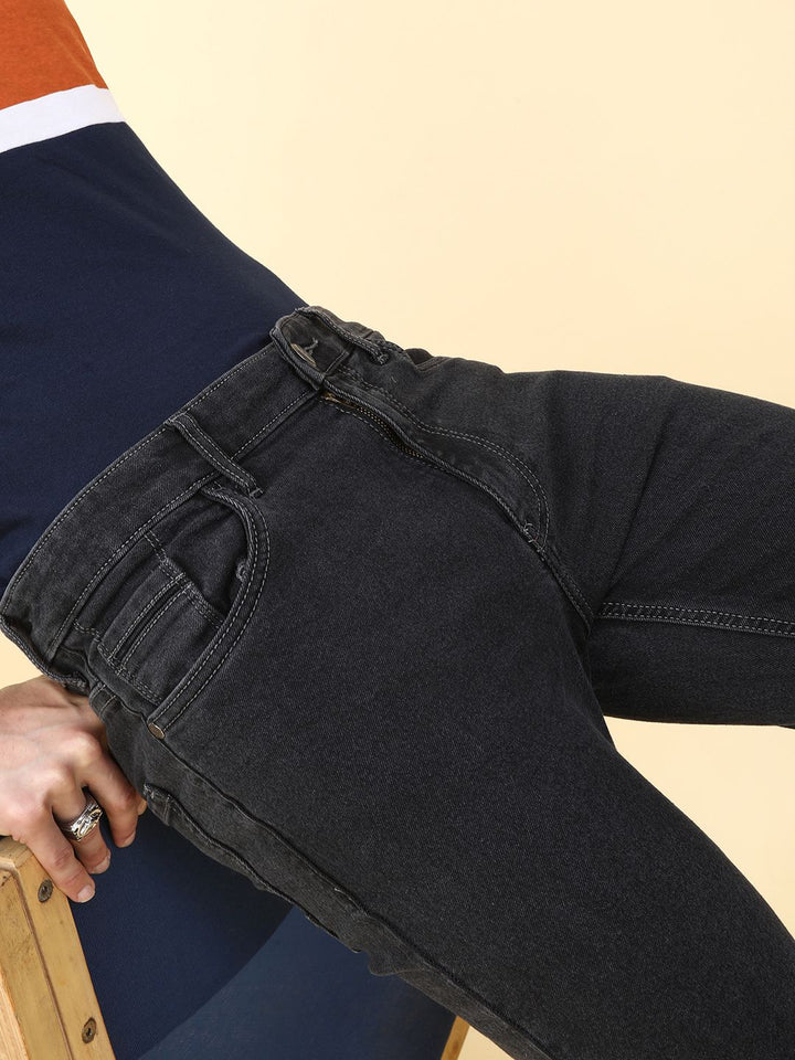 The Indian Garage Co Men Black Slim Fit Mid-Rise Clean Look Jeans