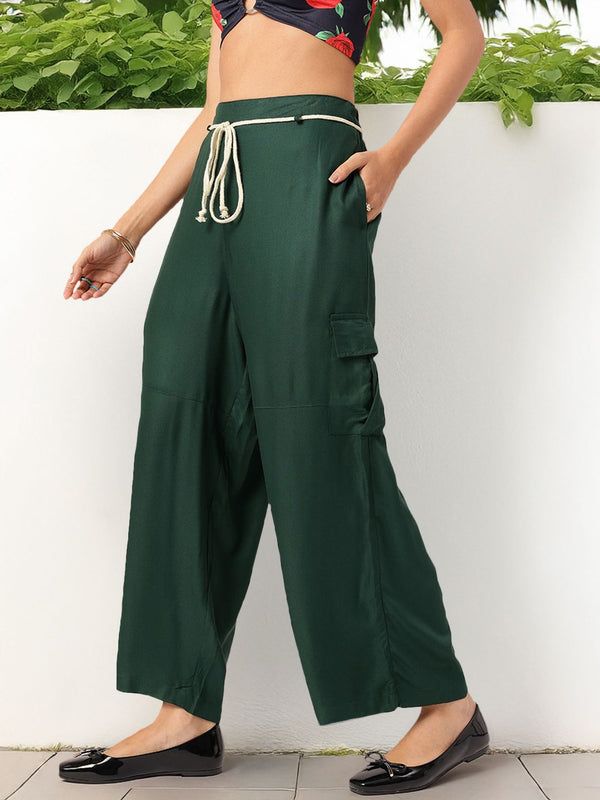 DressBerry Women Signature Statement Belted Cargo Trousers