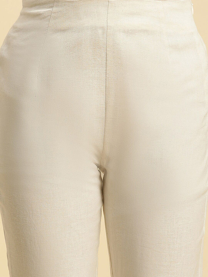 W Women Straight Fit Mid-Rise Plain Cropped Cigarette Trousers