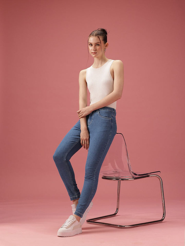 DressBerry Women Skinny Fit High-Rise Light Fade Stretchable Jeans