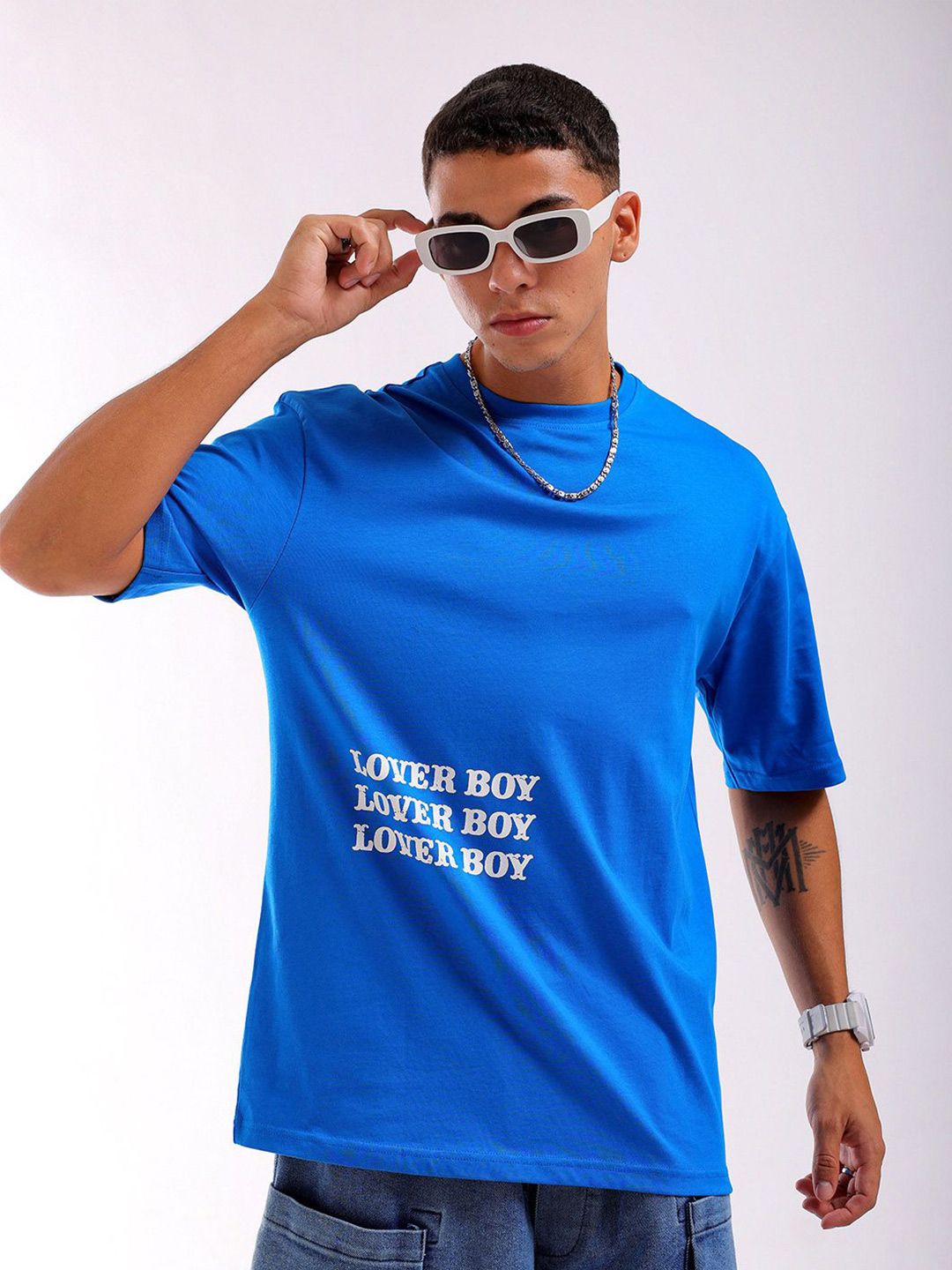The Indian Garage Co Men Back Printed Round Neck Boxy Oversized T-shirt