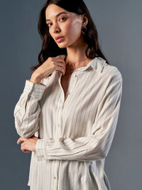 AND Vertical Stripes Spread Collar Casual Shirt