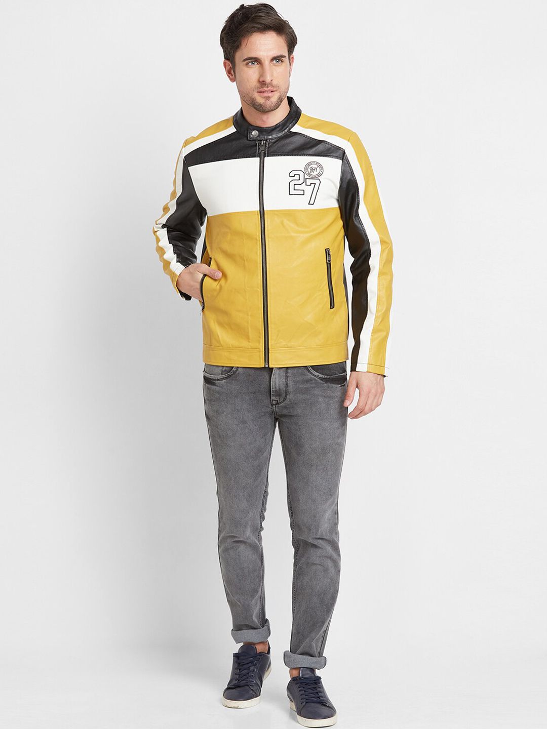 Being Human Colourblocked Mandarin Collar Sporty Jacket