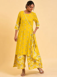 W Yellow & Pink Floral Printed Culotte Jumpsuit