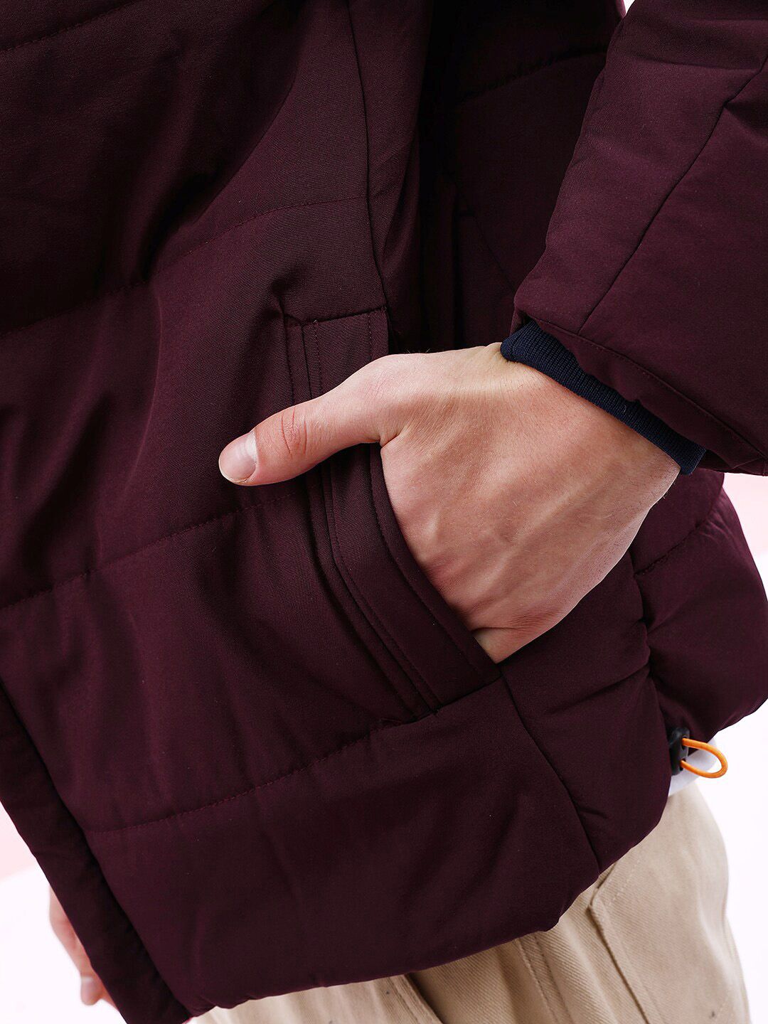 The Indian Garage Co Colourblocked Mock Collar Long Sleeves Padded Jacket
