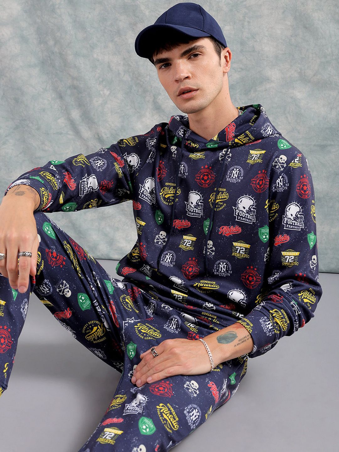 The Indian Garage Co Printed Hooded Sweatshirt & Joggers