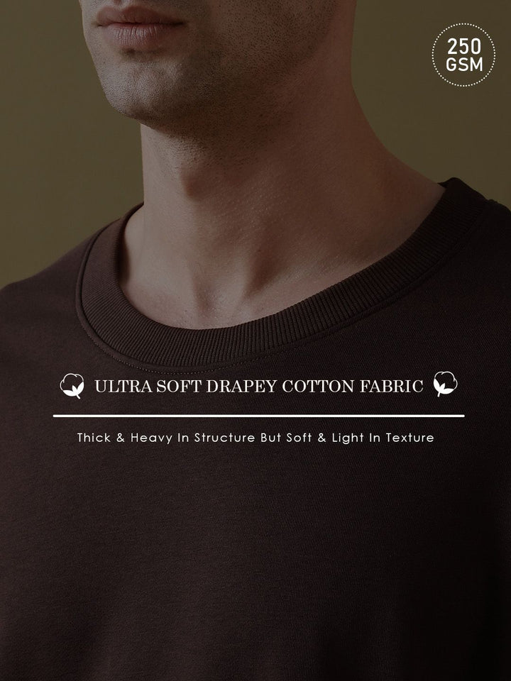 DILLINGER Men Oversized Ultra Soft Drapey Cotton Long Sleeve Crew Neck T-Shirt