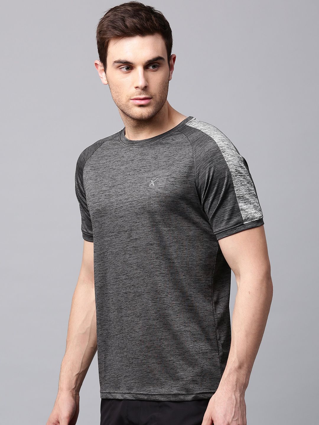 HRX by Hrithik Roshan Men Charcoal Grey Slim Advanced Rapid Dry Raglan T-shirt