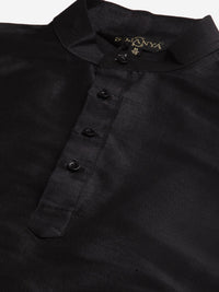 SOJANYA Set Kurta Solid Hitam Lelaki Bercetak Motif Etnik Jaket Nehru