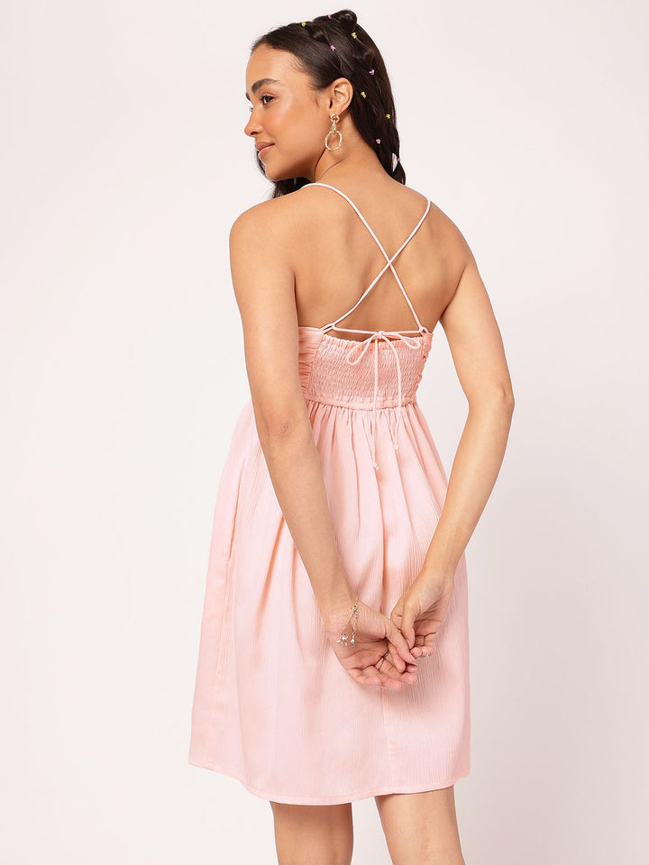 DressBerry Pastel Ruched Romance Smocked A-Line Dress