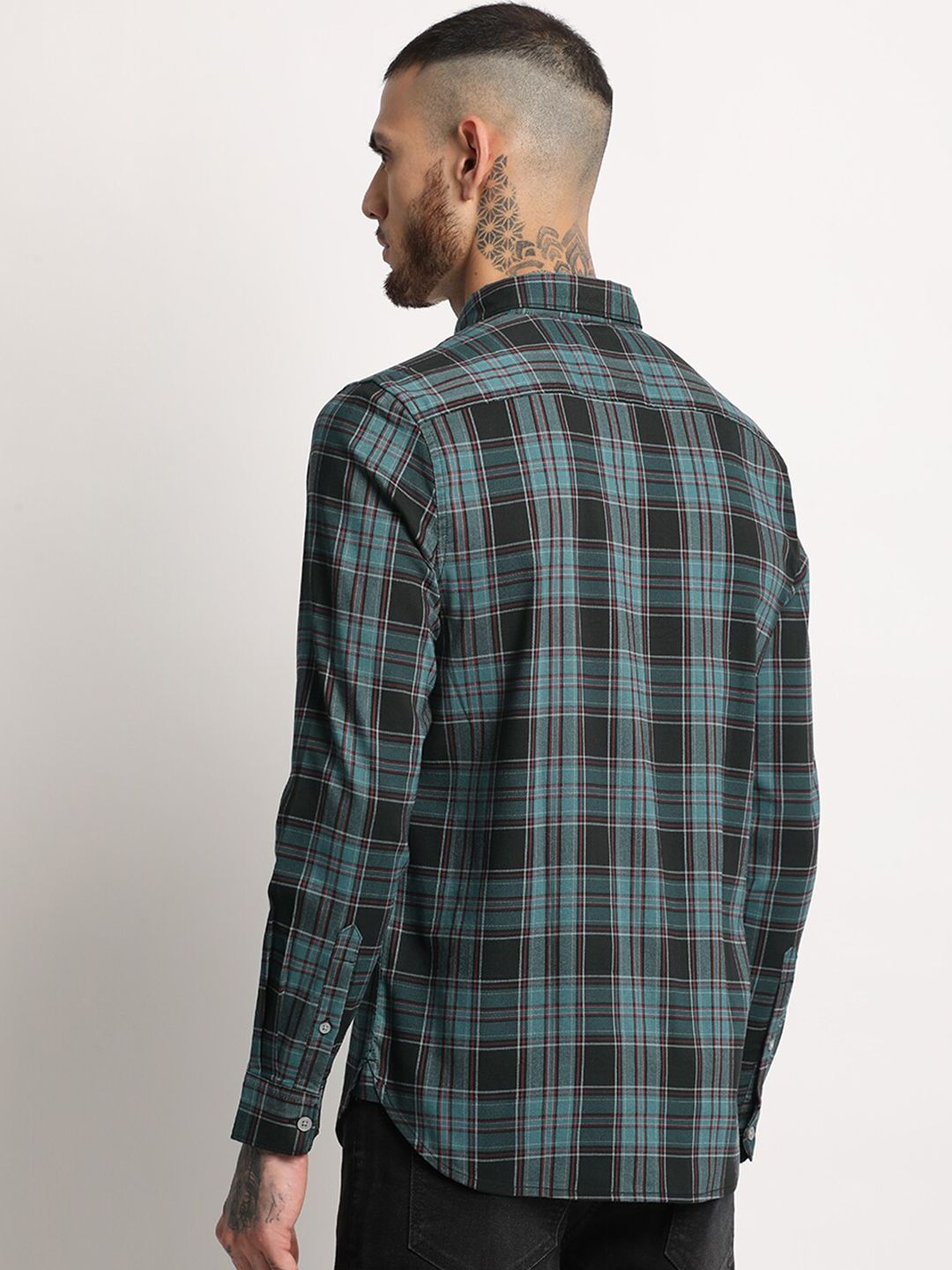 THE BEAR HOUSE Slim Fit Tartan Checks Opaque Checked Casual Shirt