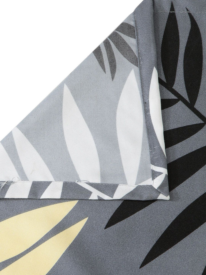 KLOTTHE Grey Leaf Cotton 300 TC King Fine 2 Cadar dengan 4 Sarung Bantal-98 x 89 inci
