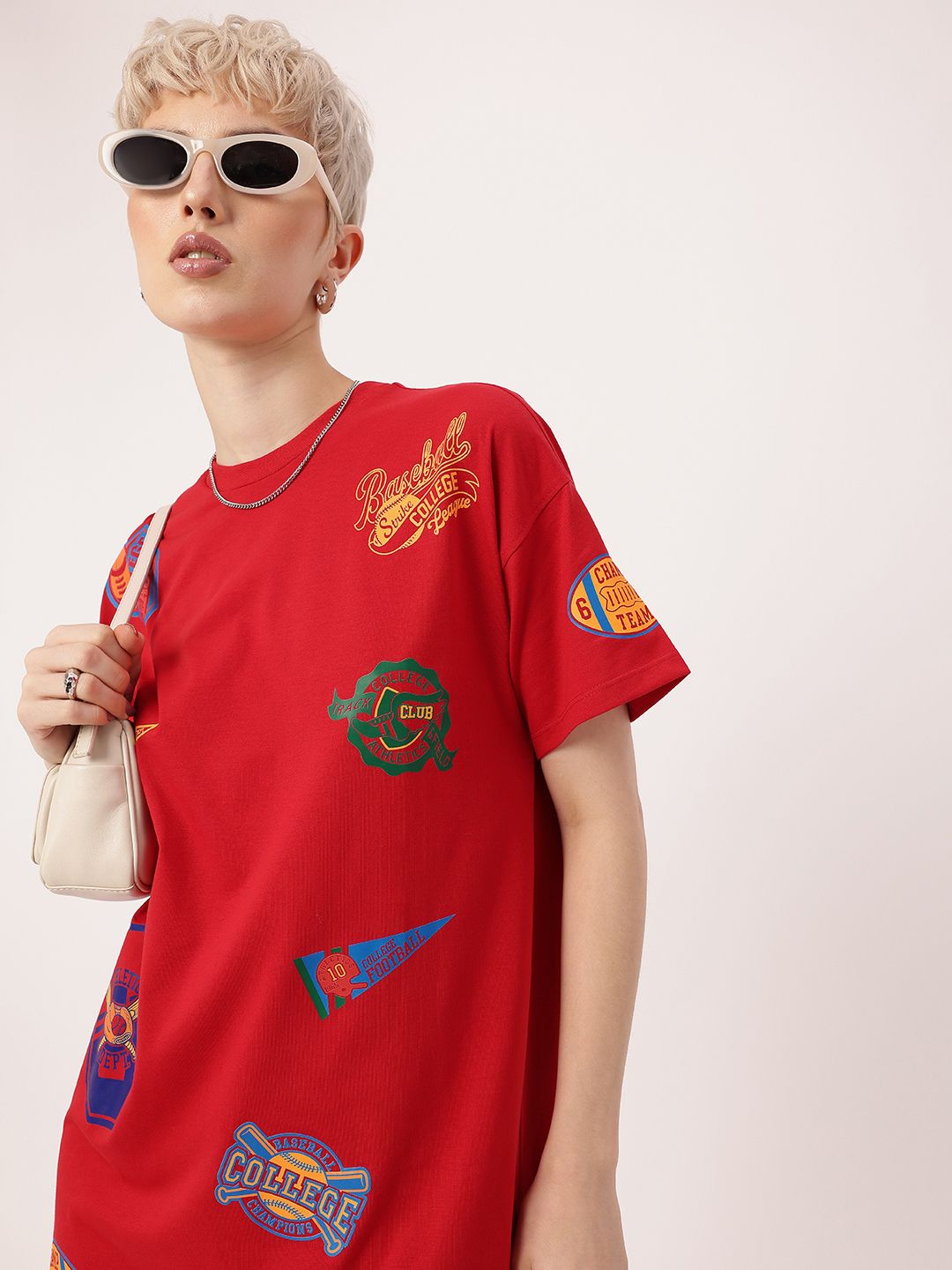DressBerry Collegiate Vibe Printed Relaxed T-shirt Mini Dress