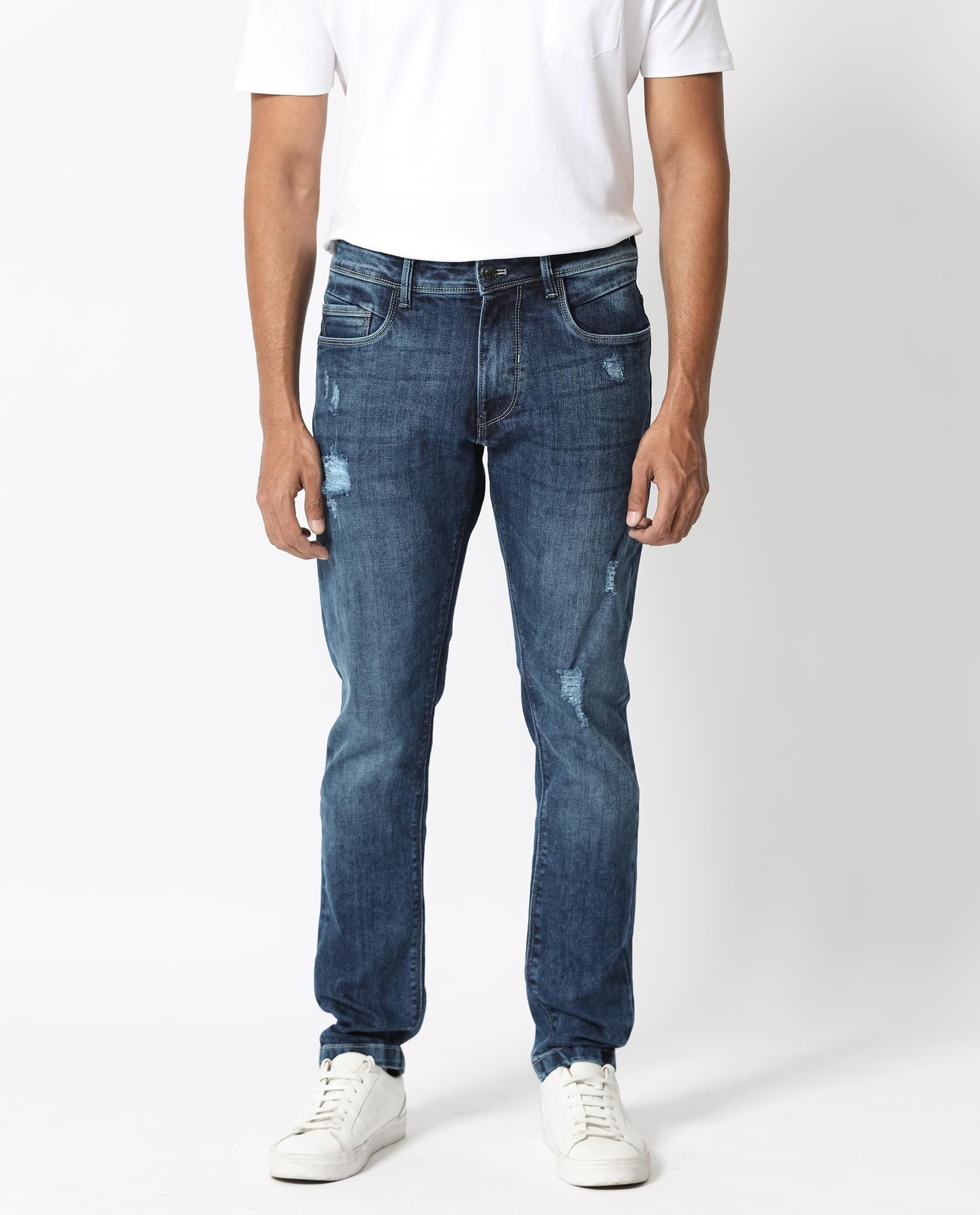 RARE RABBIT Men Hawkins Slim Fit Mid-Rise Stretchable Jeans