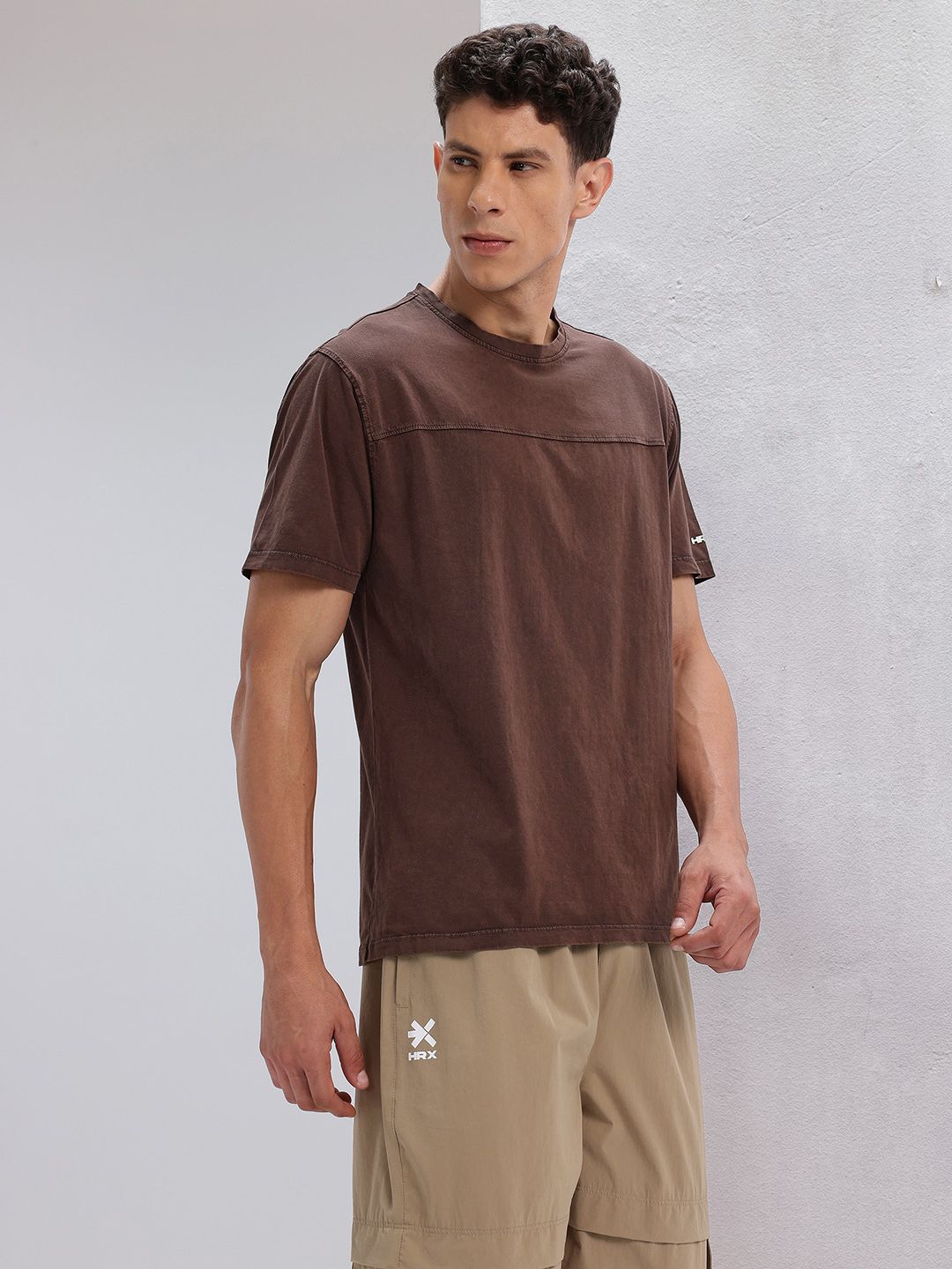 HRX by Hrithik Roshan Solid Drop-Shoulder Sleeves Pure Cotton Lifestyle T-shirt