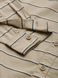 The Indian Garage Co Men Beige Horizontal Striped Casual Shirt