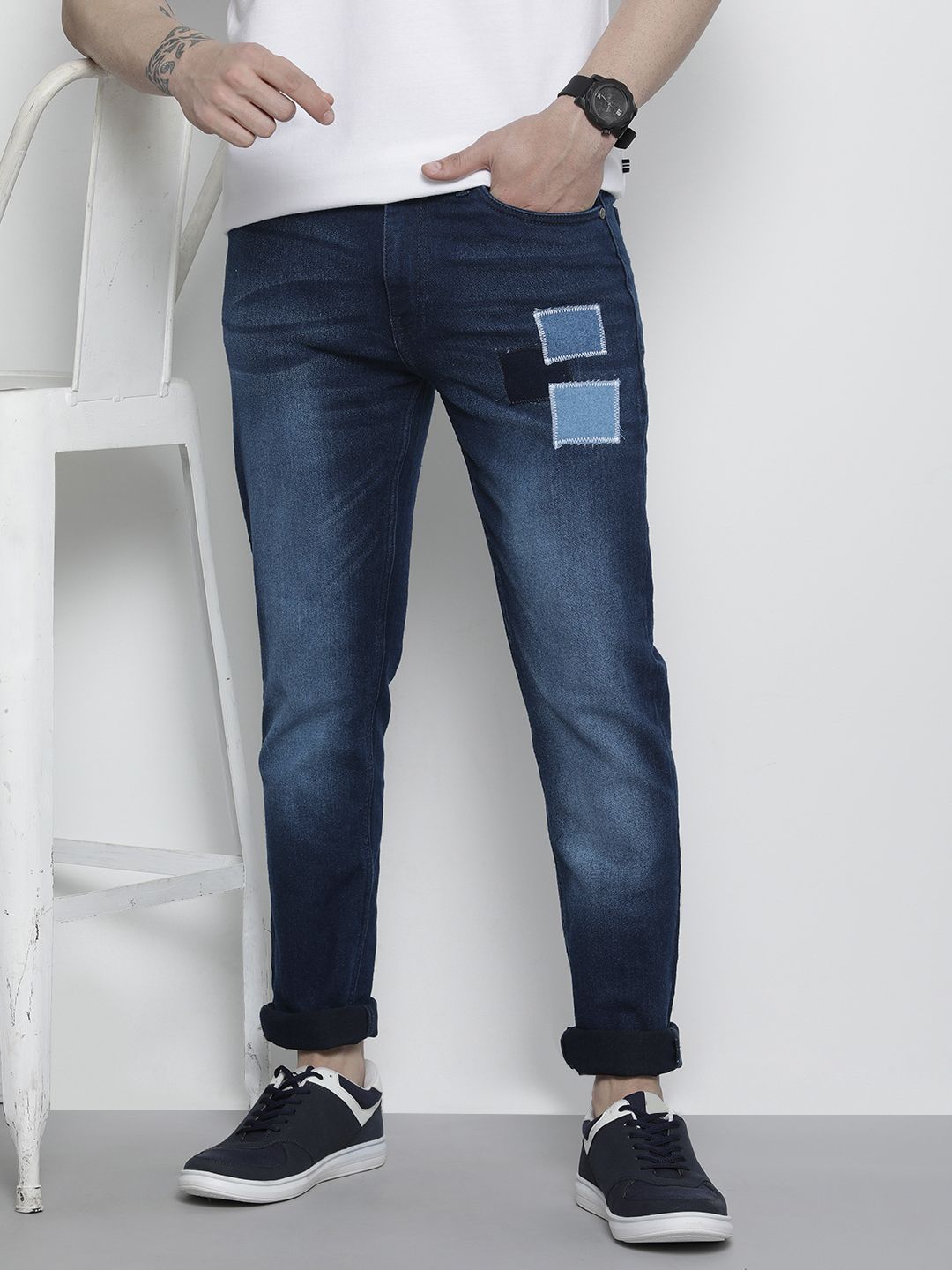 The Indian Garage Co Men Slim Fit Light Fade Jeans
