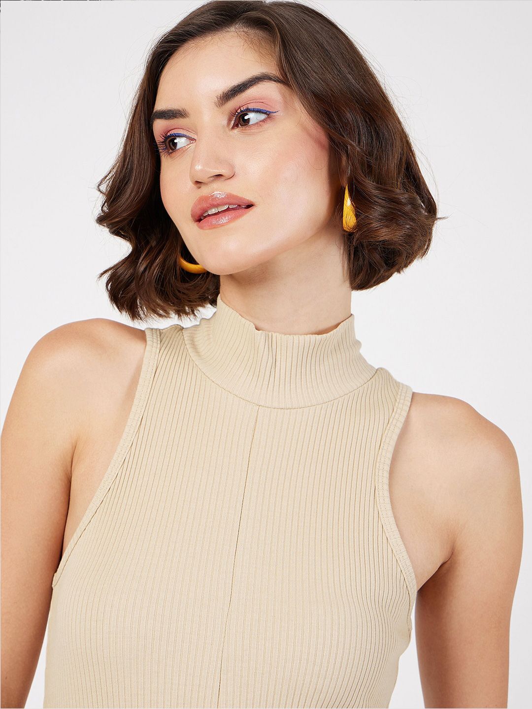 SASSAFRAS High Neck Sheath Midi Dress
