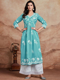 KALINI Women Floral Embroidered Chikankari Summer Sheers Kurta