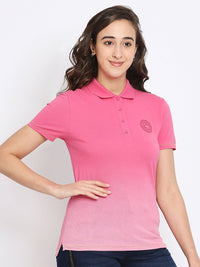 Being Human Women Pink Polo Collar Regular Fit Cotton T-shirt