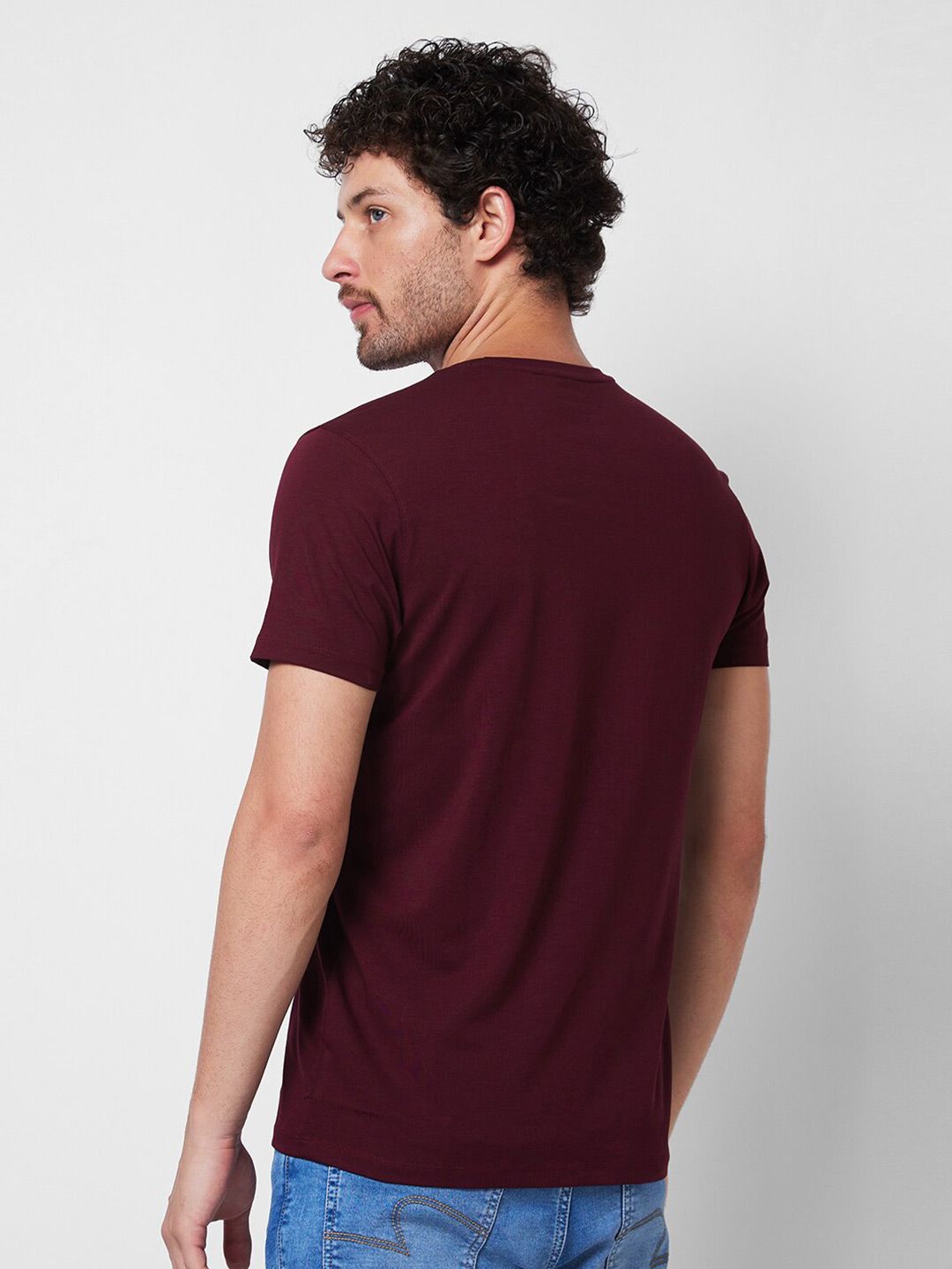 SPYKAR Typography Printed Round Neck Cotton Slim Fit T-shirt