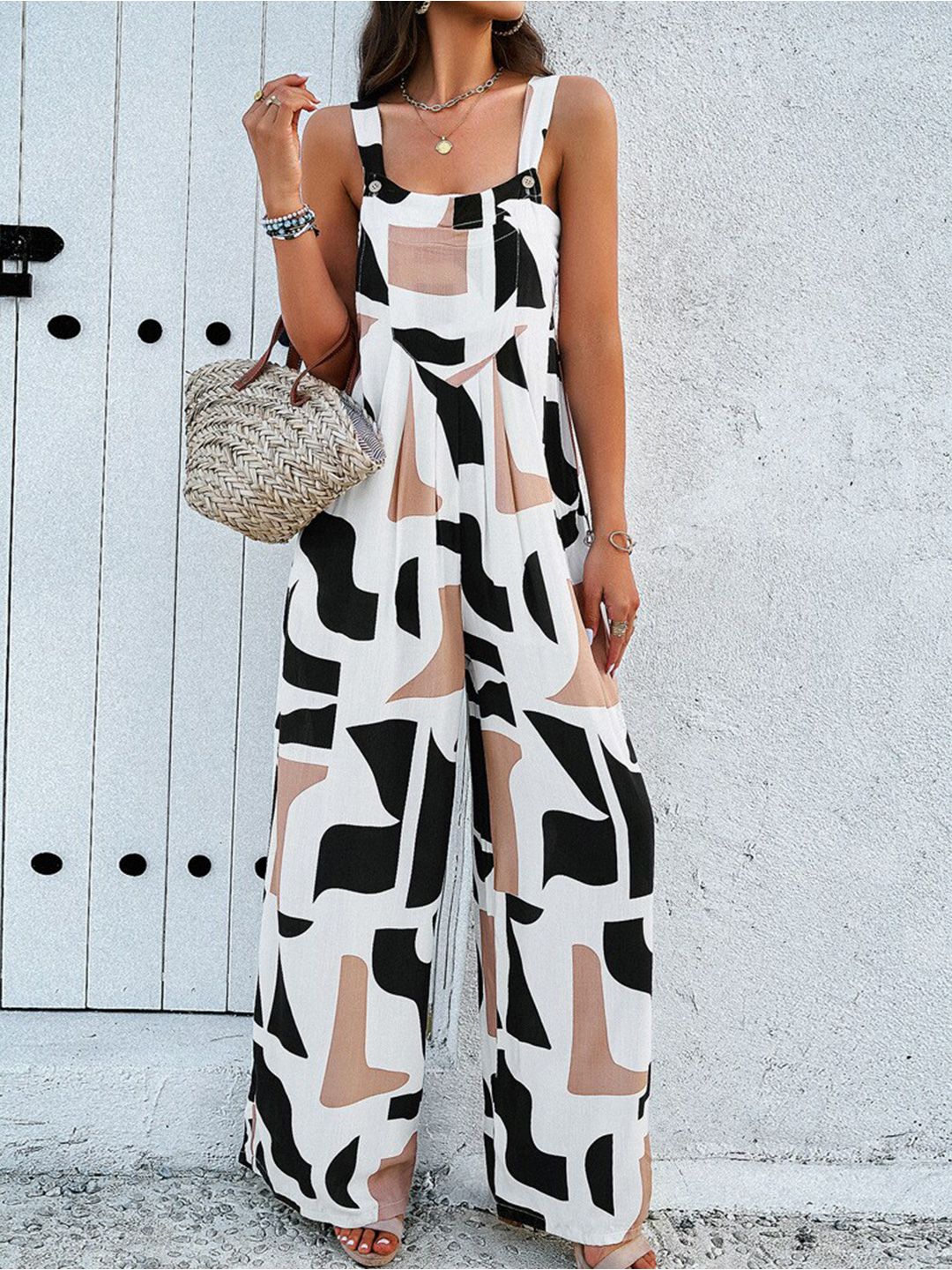 all about you Printed Shoulder Straps Basic Jumpsuit