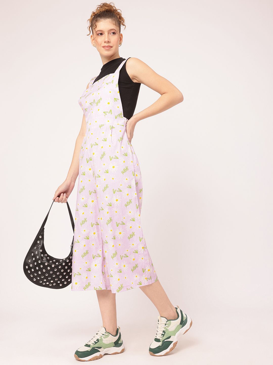 DressBerry Vibrant-Blooms Floral Printed Shoulder Straps Jumpsuit